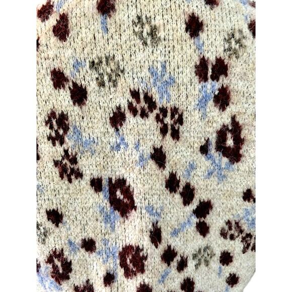 Zara New Woman Ruffle Front Puff Sleeve Floral Cardigan Sweater Small - Picture 6 of 8